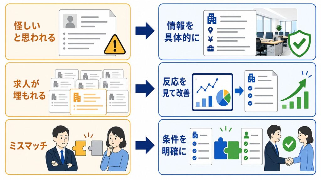 求人ボックスで失敗を防ぐために意識したい3つのポイント